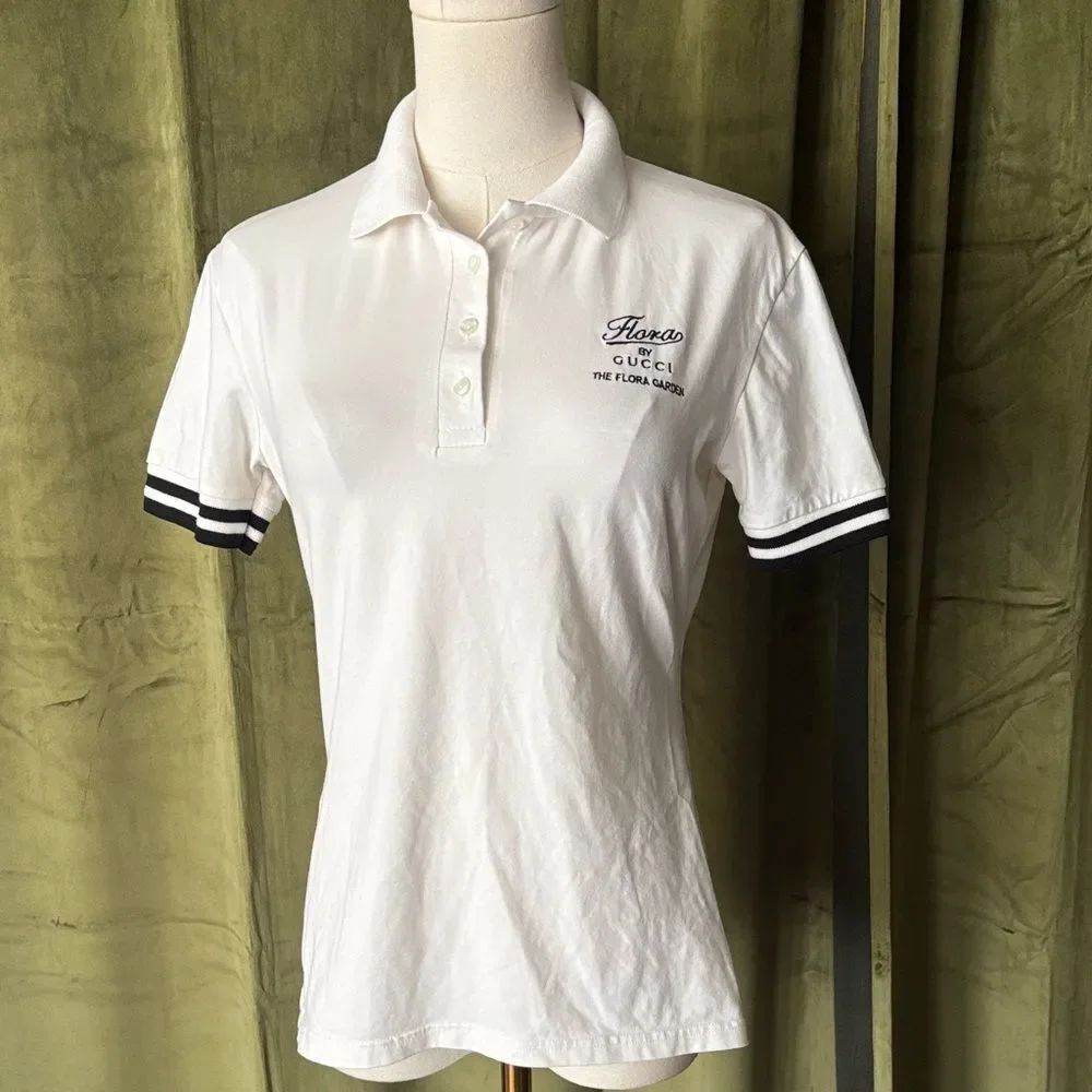Gucci White Polo with Black Stripes, M